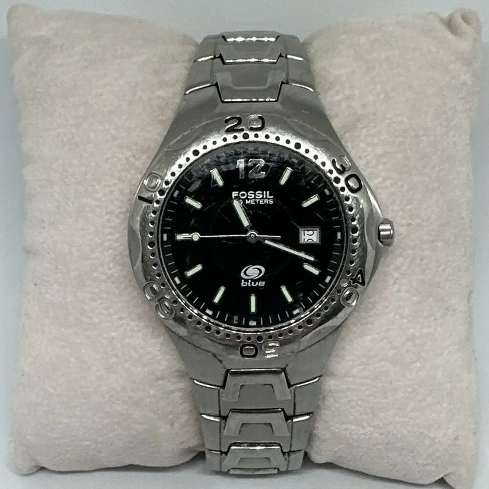 Fossil AM3669 Men's Silver Stainless Steel Analog Black Dial Quartz Watch HME367